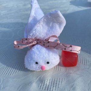 Boo boo bunny white with pink floral bow